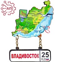 Магнит качели Карта и номер региона Владивосток 30215 - фото 89841
