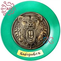 Тарелка сувенирная с 3D вставкой из гипса Медведь Хабаровск 32211 - фото 89920