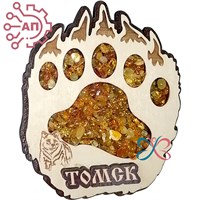 Магнит с янтарем Лапа медведя Томск 26979 - фото 90330
