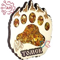 Магнит с янтарем Лапа медведя Томск 26979 - фото 90331