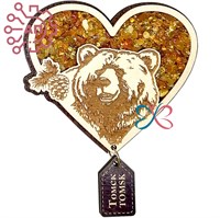 Магнит с янтарем и подвесом Медведь в сердце Томск 26470 - фото 90374