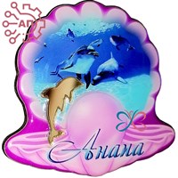 Магнит со смолой и фурнитурой Ракушка с дельфинами Анапа 30098 - фото 90418
