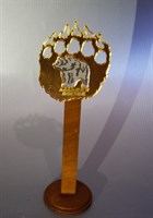 Купить магнитик зеркальный комбинированный золотой след с медведем - фото 9409