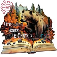 Магнит II "Открывай новое" Медведь и книга Якутия, Якутск 33887 33887 - фото 94837