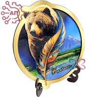 Панно Круг Медведь с пером 2 вид Камчатка 34129 34129 - фото 95939