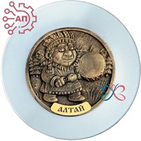 Тарелка сувенирная с 3D вставкой из гипса Шаман Алтай 32067 32067 - фото 96363