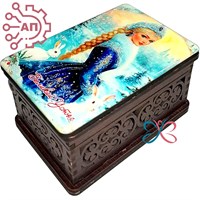 Шкатулка малая резная со смолой Новый год вид 2 Великий Устюг 34516 34516 - фото 96848