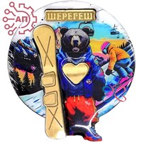 Магнит II со смолой и фурнитурой Медведь сноубордист Шерегеш 34585 34585