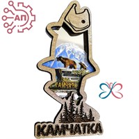 Магнит с гравировкой дерево + печать с лаком Рыба Сахалин 34613 34613