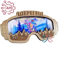 Магнит с гравировкой дерево + печать с лаком Очки Шерегеш 34618 34618