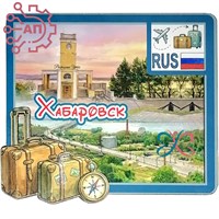 Магнит II Коллаж с чемоданами Хабаровск 34642 34642