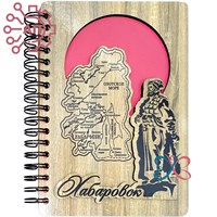 Блокнот А6 цветной имитация дуб Хабаров карта Хабаровск 33318 33318