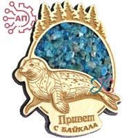 Магнит с апатитом с гравировкой Нерпа Байкал, Иркутск 34693 34693