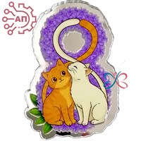 Значок зеркальный + печать с лаком Пара котов 8 марта 34703 34703