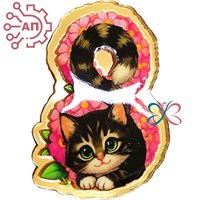 Значок зеркальный + печать с лаком Кошка в цветах 8 марта 34705 34705