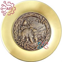 Тарелка сувенирная с 3D вставкой из гипса Медведь с совой 34789 34789