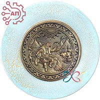 Тарелка сувенирная с 3D вставкой из гипса Шаман у костра 34857 34857