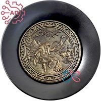 Тарелка сувенирная с 3D вставкой из гипса Шаман у костра 34857 34857