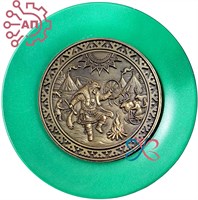 Тарелка сувенирная с 3D вставкой из гипса Шаман у костра 34857 34857