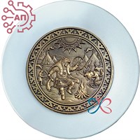 Тарелка сувенирная с 3D вставкой из гипса Шаман у костра 34857 34857