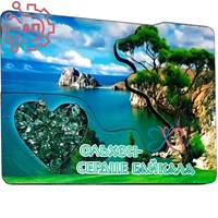 Магнит II с хрусталем Пейзаж с сердцем Байкал, Ольхон, Иркутск 34862 34862