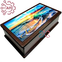 Шкатулка-купюрница со смолой 175 Пейзаж Ливадия, Находка, Волчанец 34894 34894