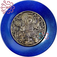 Тарелка сувенирная с 3D вставкой из гипса Медведь шаман 34903 34903