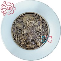 Тарелка сувенирная с 3D вставкой из гипса Медведь шаман 34903 34903