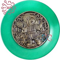 Тарелка сувенирная с 3D вставкой из гипса Медведь шаман 34903 34903