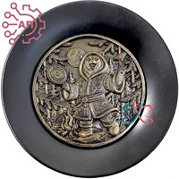 Тарелка сувенирная с 3D вставкой из гипса Медведь шаман 34903 34903