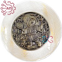 Тарелка сувенирная с 3D вставкой из гипса Медведь шаман 34903 34903