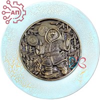 Тарелка сувенирная с 3D вставкой из гипса Медведь шаман 34903 34903