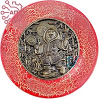 Тарелка сувенирная с 3D вставкой из гипса Медведь шаман 34903 34903