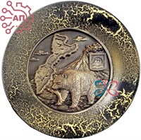 Тарелка сувенирная с 3D вставкой из гипса Медведь с картой Камчатка 34905 34905