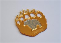 Купить магнитик зеркальный комбинированный золотой след с медведем - фото 9840
