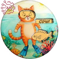 Магнит II со смолой и фурнитурой Кот с рыбкой Сочи 35008 35008