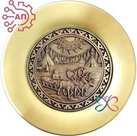 Тарелка сувенирная с 3D вставкой из гипса Оленевод с упряжкой Чукотка 35013 35013