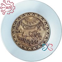 Тарелка сувенирная с 3D вставкой из гипса Оленевод с упряжкой Чукотка 35013 35013