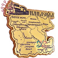 Магнит с гравировкой фанера + пластик Карта Няндома, Архангельская область 35023 35023