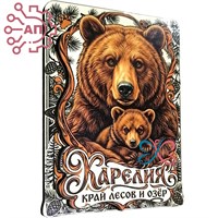 Магнит II Медведица с медвежонком в рамке Карелия 35179 35179