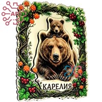Магнит II Медведица с медвежонком в рамке Карелия 35180 35180
