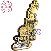 Магниты с гравировкой фанера + пластик Карта Сахалин 35216 35216