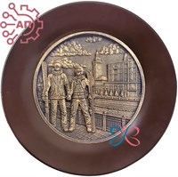 Тарелка сувенирная с 3D вставкой из гипса Лыжники Роза Хутор, Сочи 35287 35287