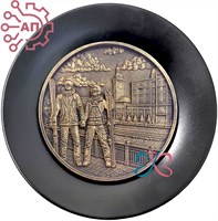 Тарелка сувенирная с 3D вставкой из гипса Лыжники Роза Хутор, Сочи 35287 35287