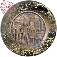 Тарелка сувенирная с 3D вставкой из гипса Лыжники Роза Хутор, Сочи 35287 35287