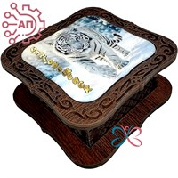 Шкатулка квадратная со смолой Тигры Благовещенск 35319 35319