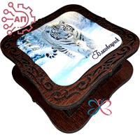 Шкатулка квадратная со смолой Тигры Благовещенск 35319 35319